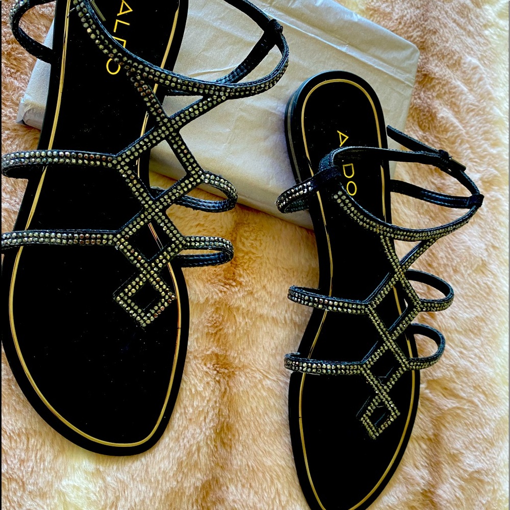 ALDO BLACK SANDEL W/BLING